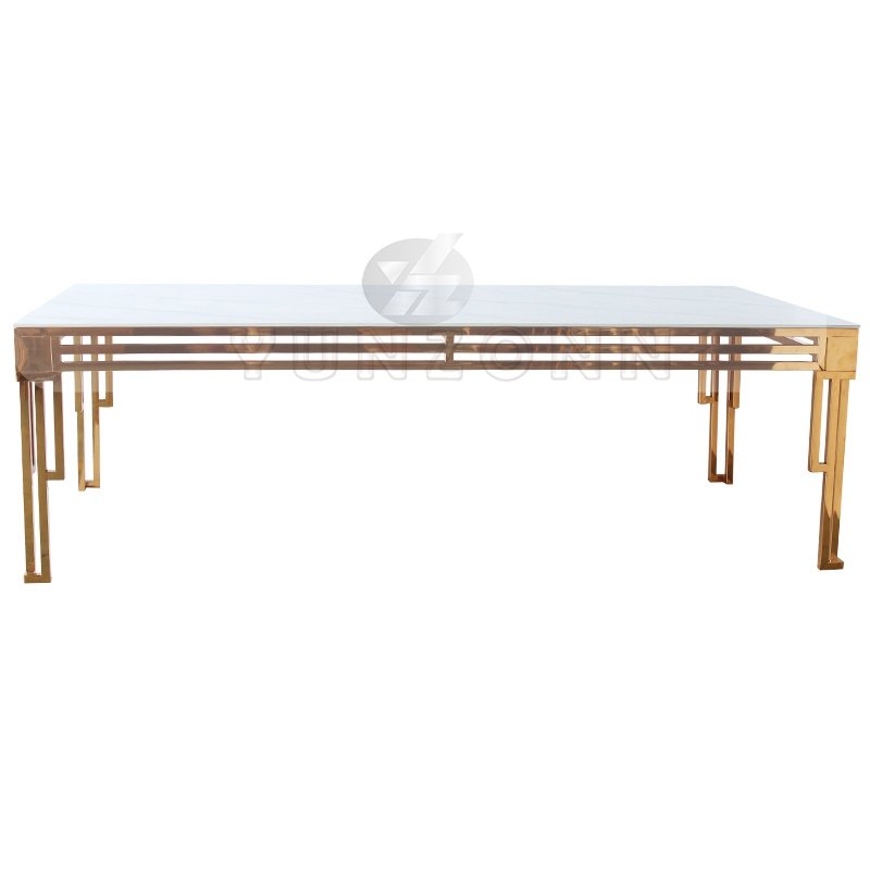 Modern Luxury Hotel-Style Dining Room Furniture MDF Top with Gold Stainless Steel Frame for Home Apartment Weddings Restaurants