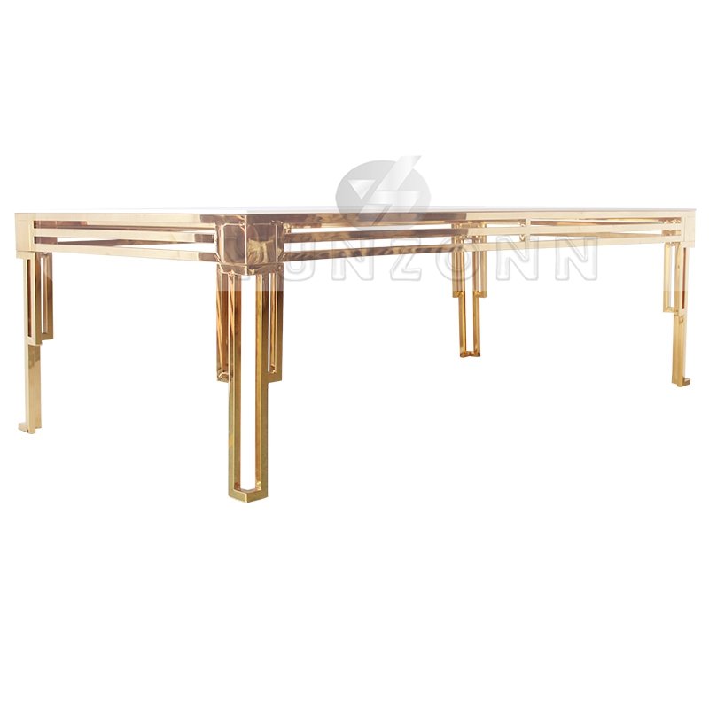 Modern Luxury Hotel-Style Dining Room Furniture MDF Top with Gold Stainless Steel Frame for Home Apartment Weddings Restaurants