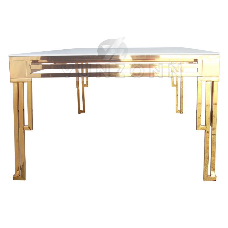 Modern Luxury Hotel-Style Dining Room Furniture MDF Top with Gold Stainless Steel Frame for Home Apartment Weddings Restaurants