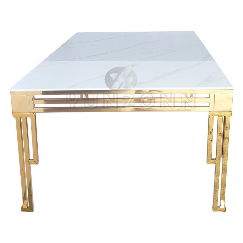 Modern Luxury Hotel-Style Dining Room Furniture MDF Top with Gold Stainless Steel Frame for Home Apartment Weddings Restaurants