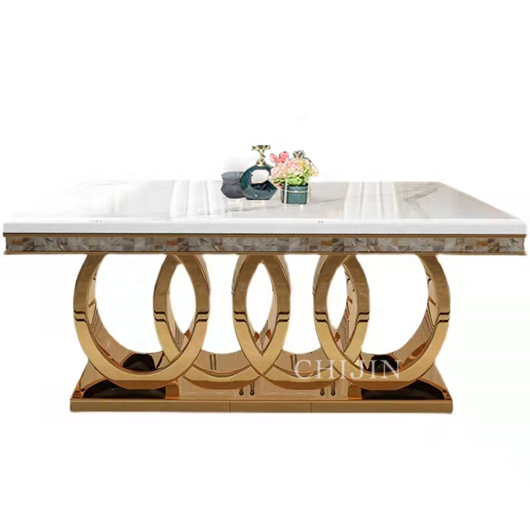 Luxury Dining Room Marble Bench Set Modern Stainless Steel And Gold Plated Kitchen Table Furniture