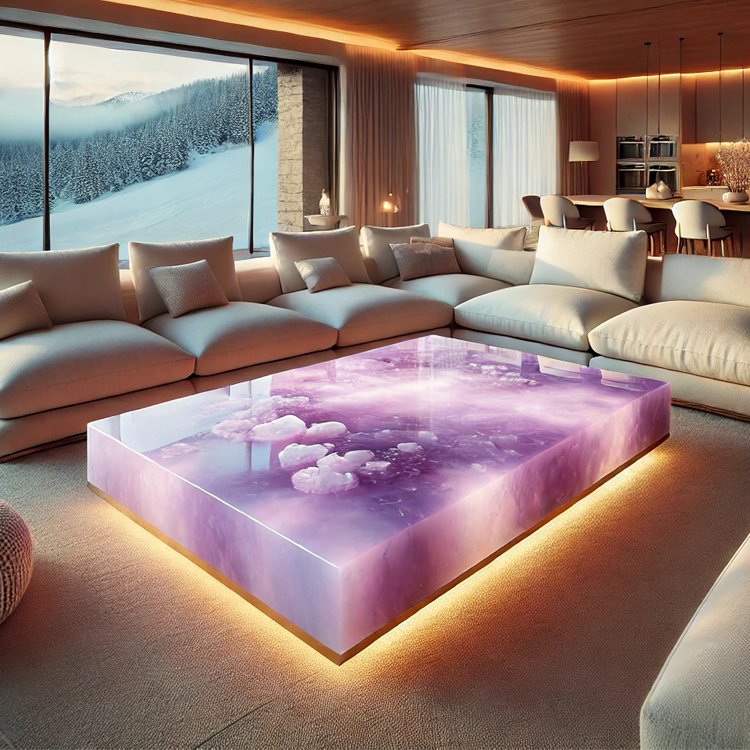 Big Smooth Table Top Hand Craved Edge Dining Table Light Luxury Elegant Style Solid Base Coffee Table Completely Match The Rich