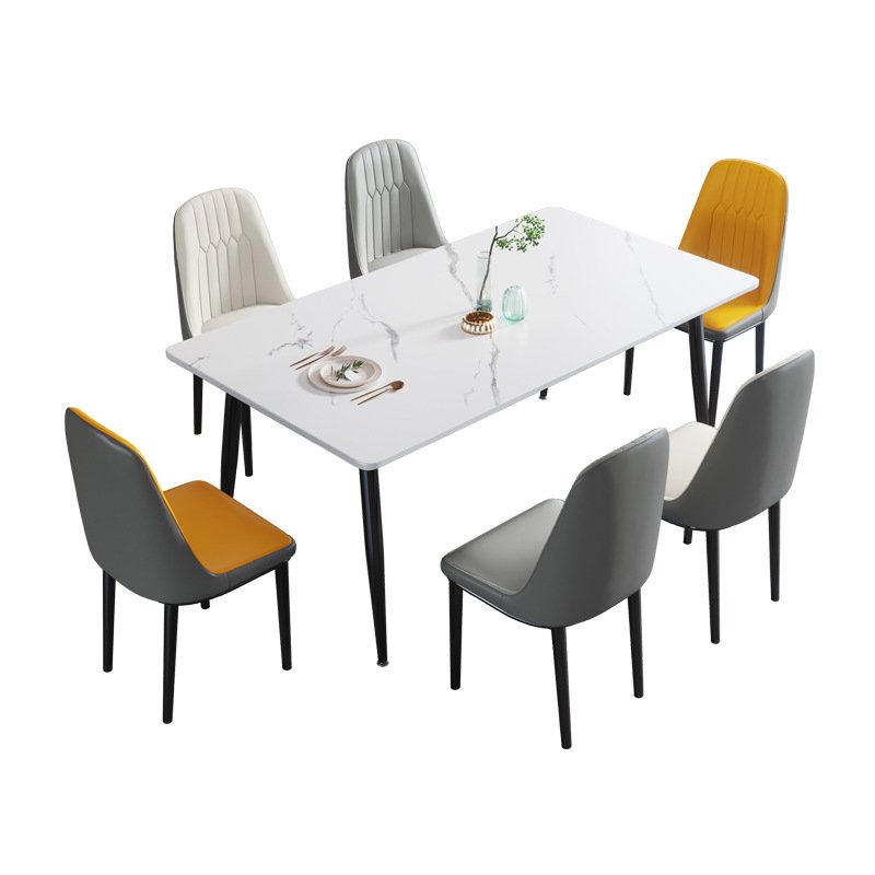 Dining room furniture set decoration rectangular light luxury hot sale new design modern dining table set with 6 dining chairs