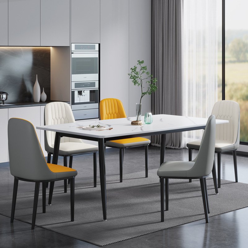 Dining room furniture set decoration rectangular light luxury hot sale new design modern dining table set with 6 dining chairs
