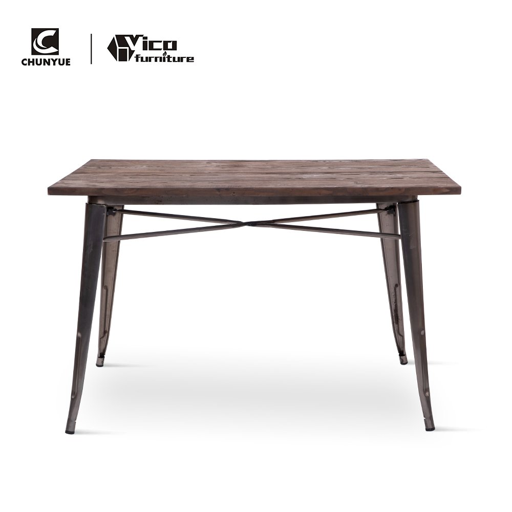 Custom cheap modern metal leg wooden dining table for sale