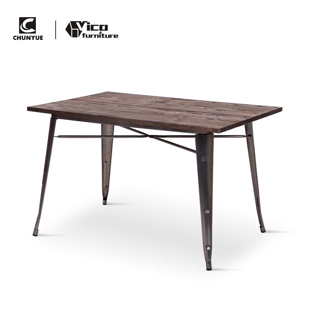 Custom cheap modern metal leg wooden dining table for sale