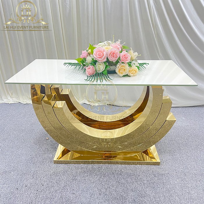 Modern luxury gold stainless steel dining table