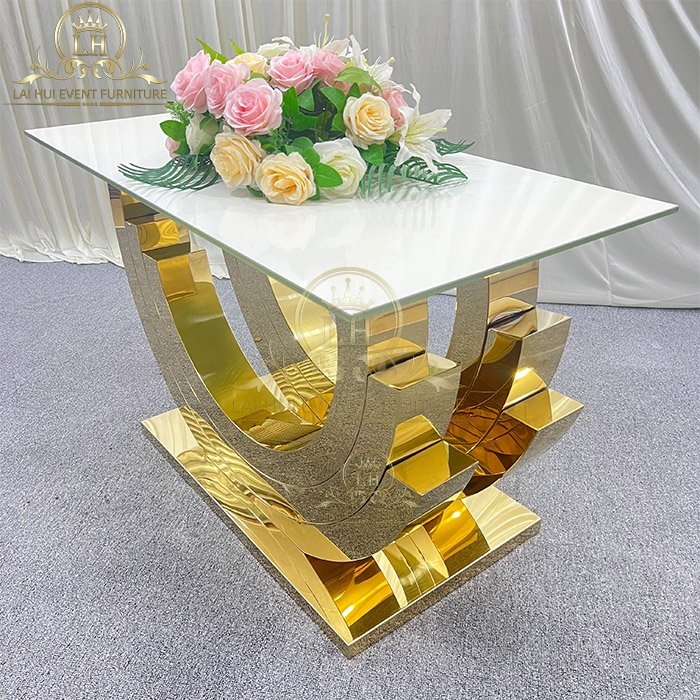 Modern luxury gold stainless steel dining table