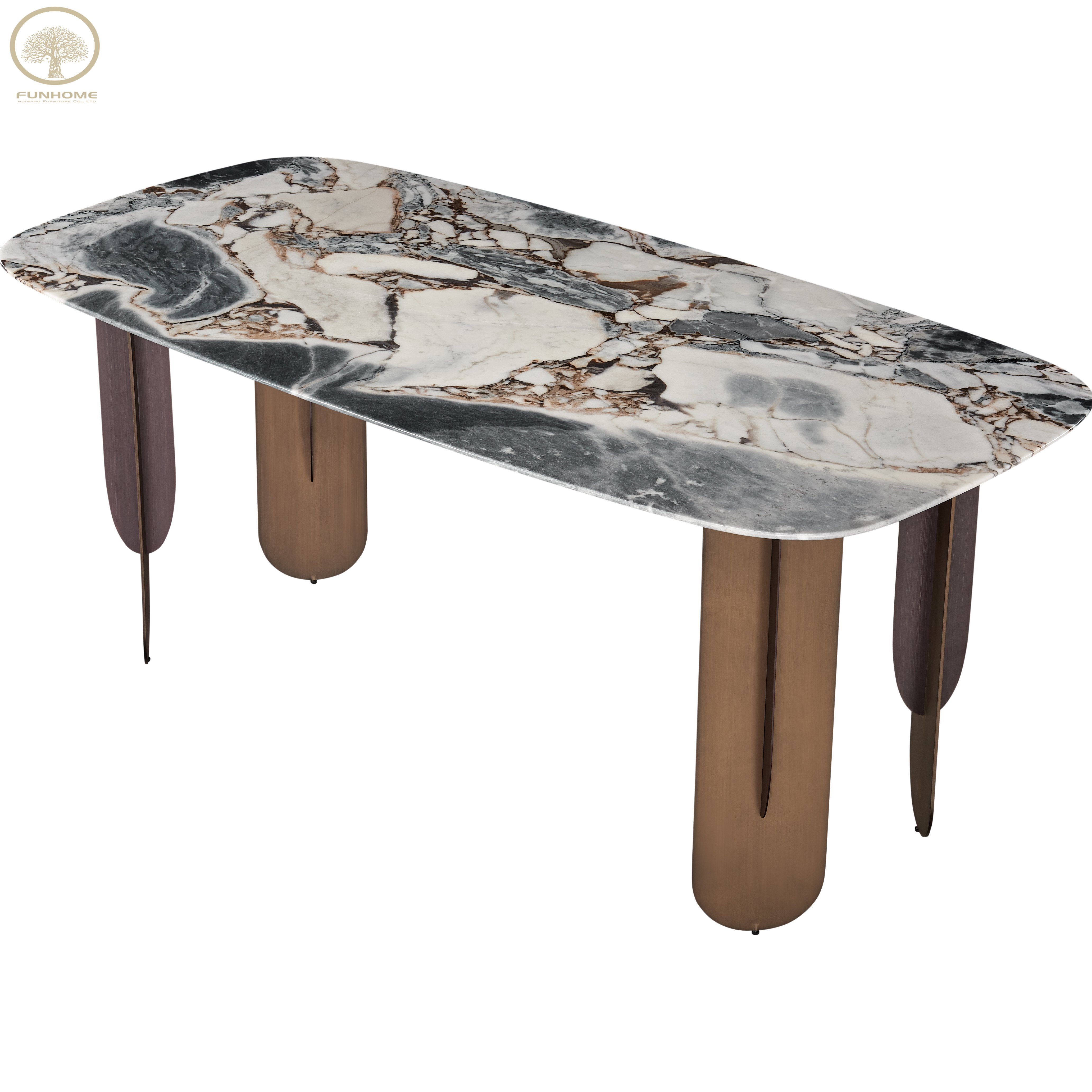Modern Dining Table Set For Home Furniture Stainless Steel Round Marble Dining Table Set Of 6 Chairs