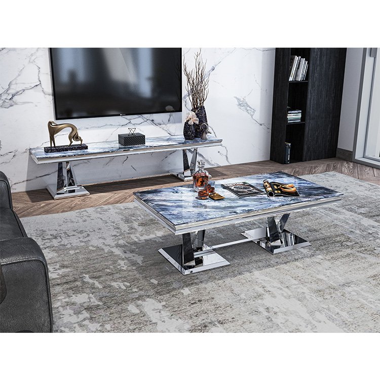 Restaurant rectangle metal dining table designs marble modern dining table set