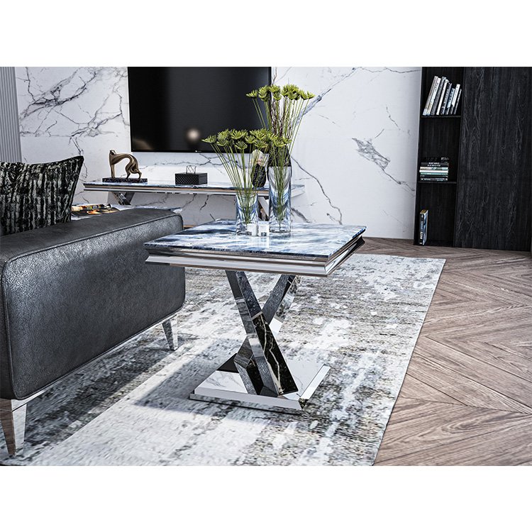 Restaurant rectangle metal dining table designs marble modern dining table set
