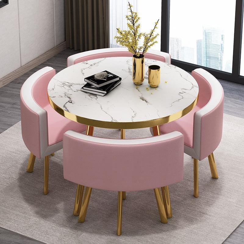 High Quality factory price Modern Marble Wooden Round Dining Table Set For Home Furniture-dining Room Furniture