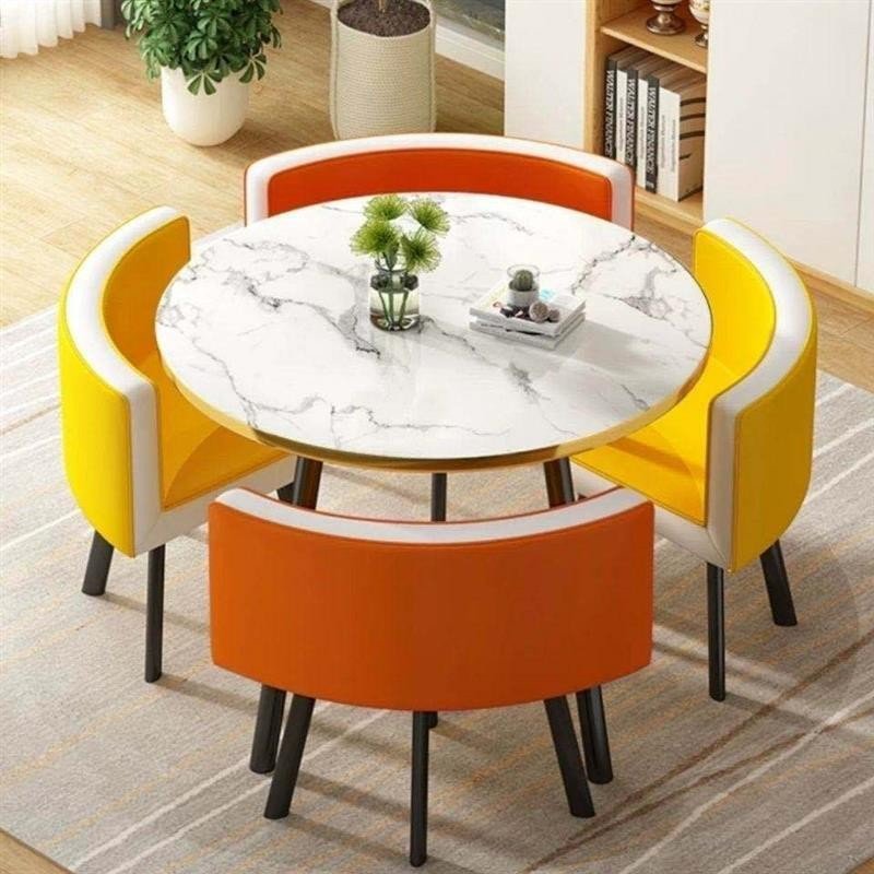 High Quality factory price Modern Marble Wooden Round Dining Table Set For Home Furniture-dining Room Furniture