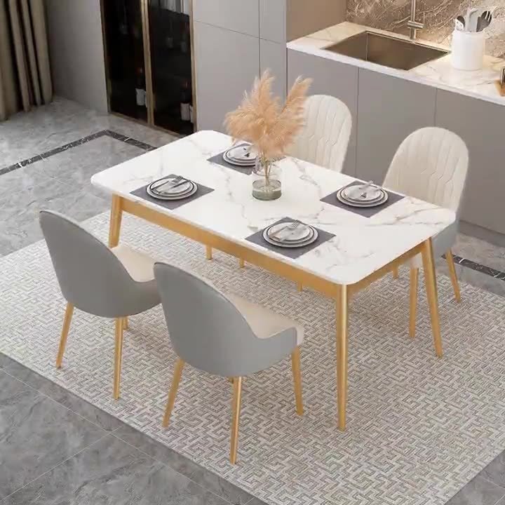 Modern simple dining room set rectangle Dining Table and chair luxury marble Dining Table for Restaurant