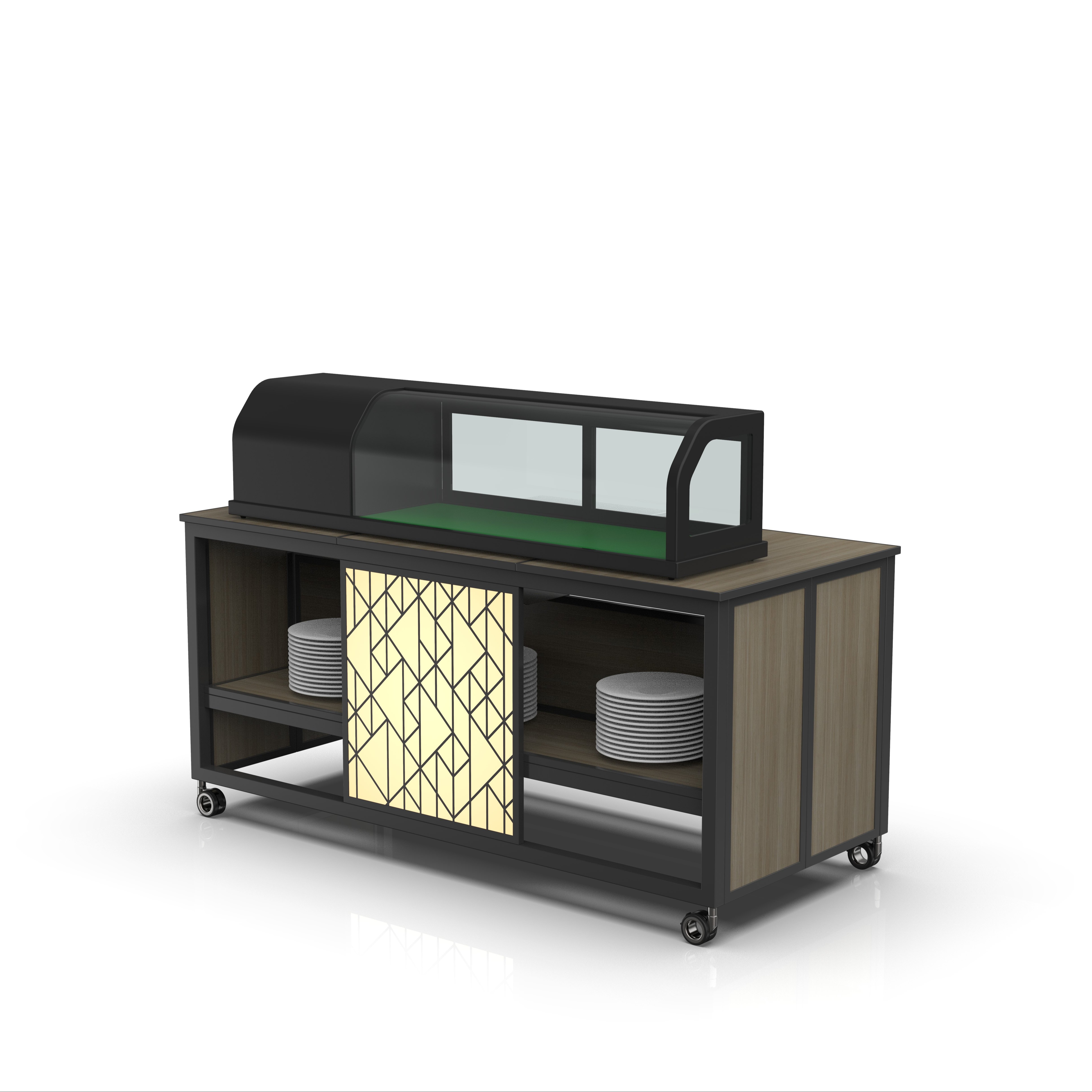 Modern hotel dining tables cooking station buffet counter foldable buffet sushi table