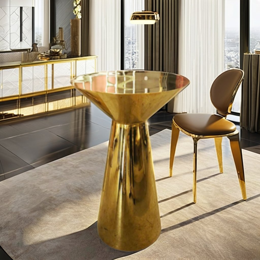 Modern Stainless Steel Wedding Coffee Dining Table Set with Glass Metal Legs Adjustable Design for Home Bar and Hotel 6 Chairs