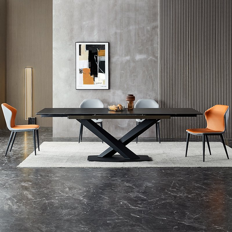 Extendable Sintered Stone Dining Table Set 6 Chairs Luxury Dining Table Set 6 Seats Foshan Factory Furniture recycled pine