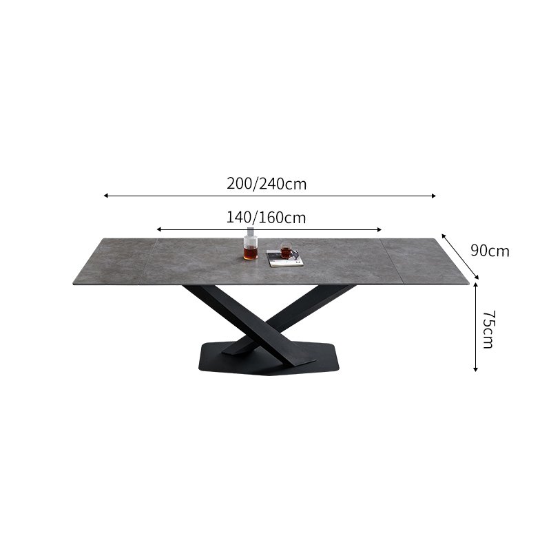 Extendable Sintered Stone Dining Table Set 6 Chairs Luxury Dining Table Set 6 Seats Foshan Factory Furniture recycled pine