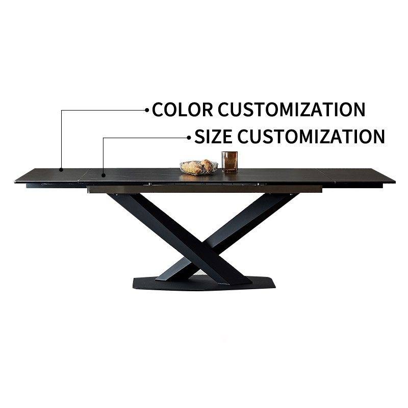 Extendable Sintered Stone Dining Table Set 6 Chairs Luxury Dining Table Set 6 Seats Foshan Factory Furniture recycled pine