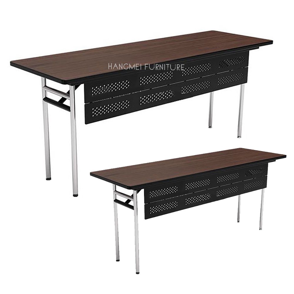 Wholesale fireproof veneer plywood rectangular training IBM office Banquet with baffle buffer folding dining table