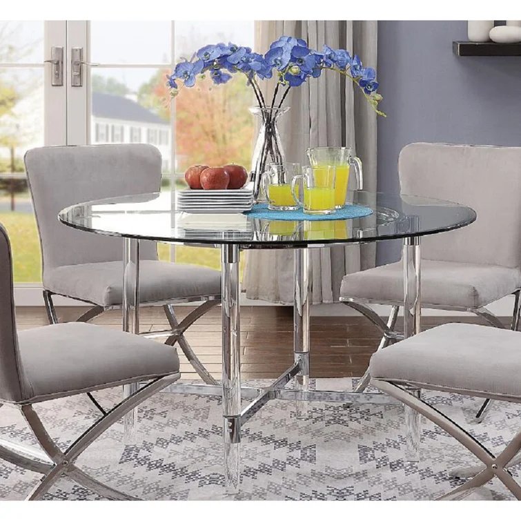 Round simple classic Dining room 47" table Round Acrylic transparent 4 6 seater dining tables