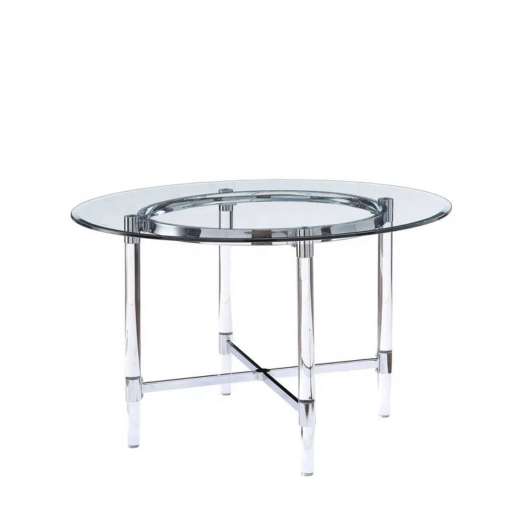 Round simple classic Dining room 47" table Round Acrylic transparent 4 6 seater dining tables