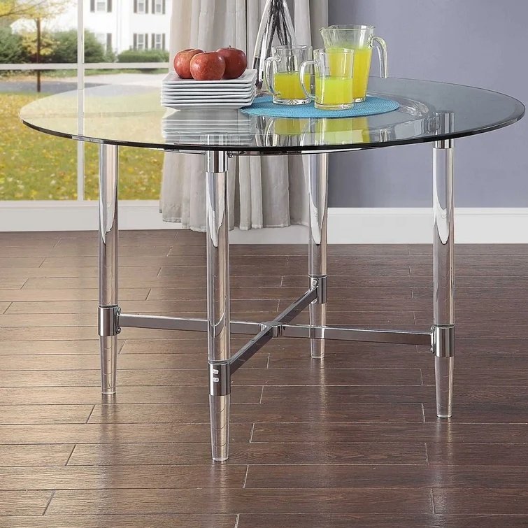 Round simple classic Dining room 47" table Round Acrylic transparent 4 6 seater dining tables
