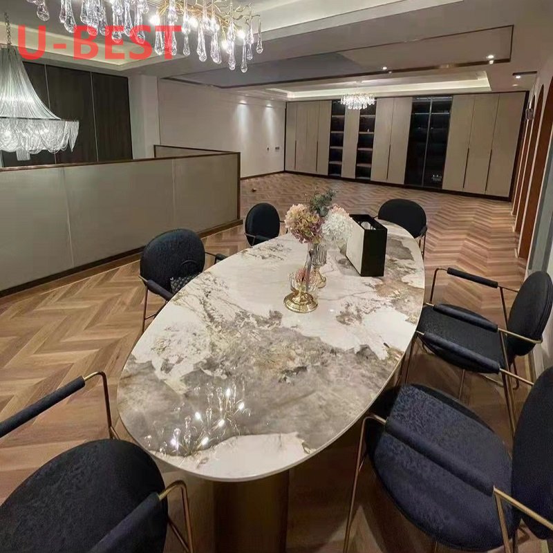 Luxury Royal Italian design contemporary sintered stone marble dining table for living room