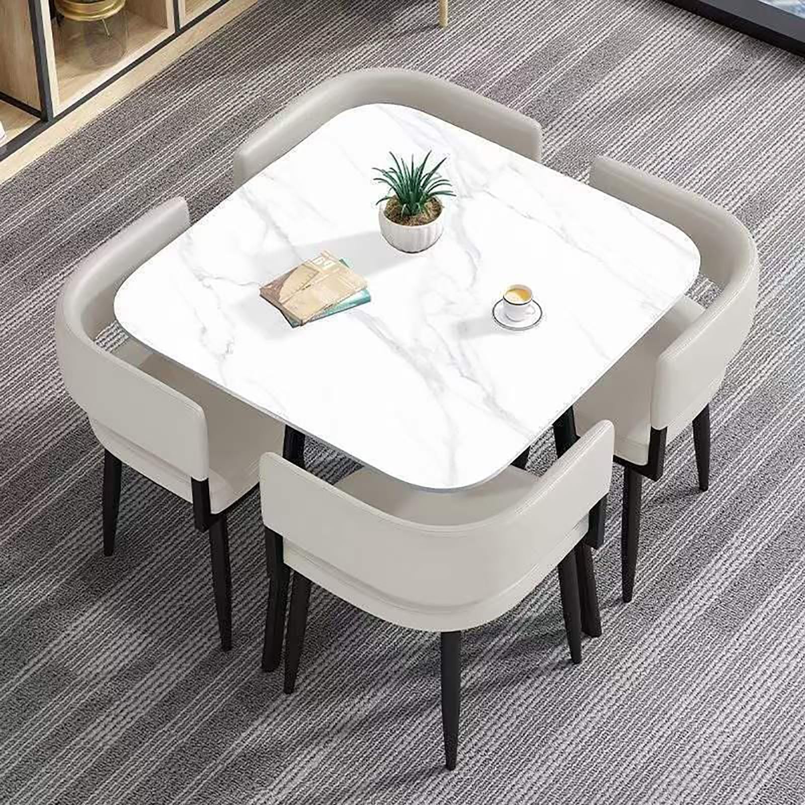 Chairs And Tables Dinning Room Furniture Modern Marble MDF Dinning Table 6 Chairs Luxury Restaurant Apartment Home Table Sets