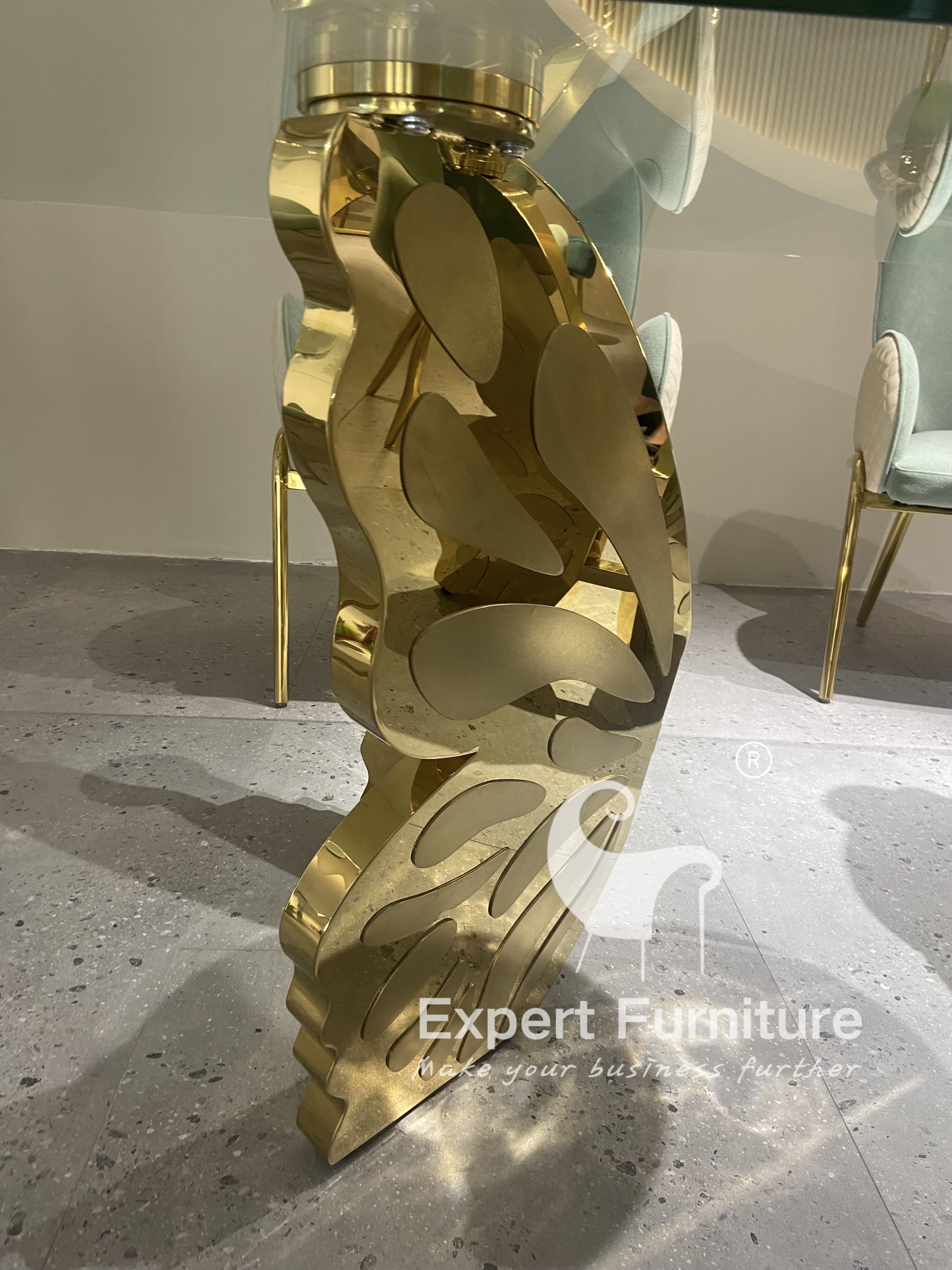 Modern Wedding Stainless Steel Golden Luxury Event Dining Butterfly Table