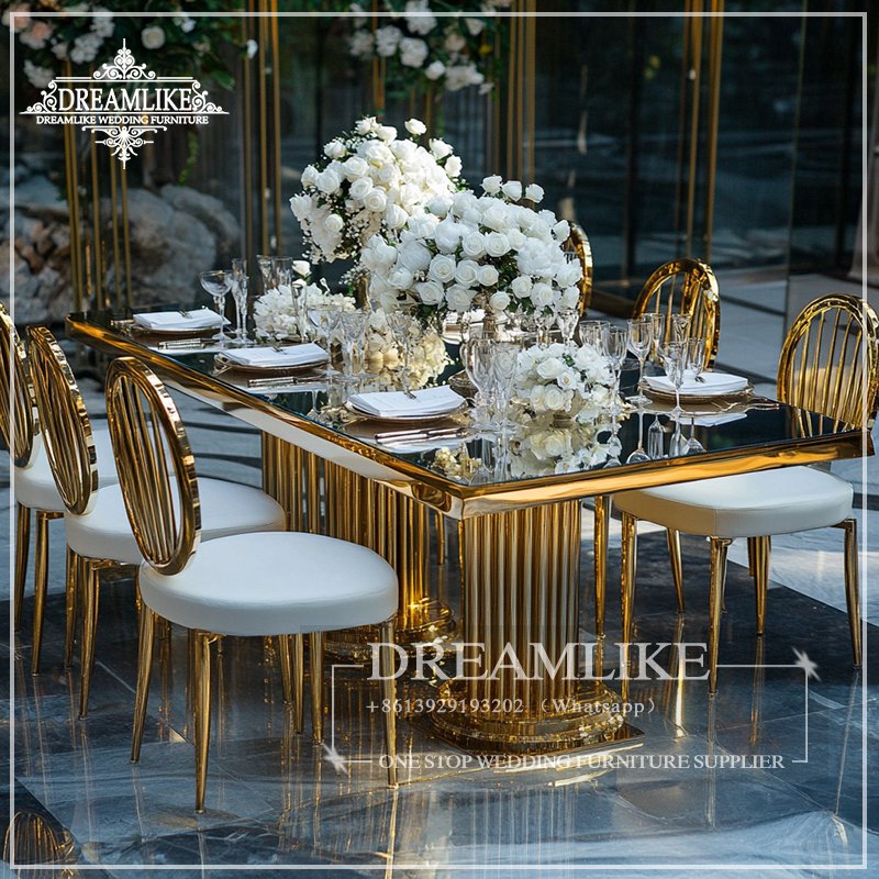 Dreamlike Wedding Table Stylish Hotel Furniture for Parties and Events Stainless Steel Wedding Tables