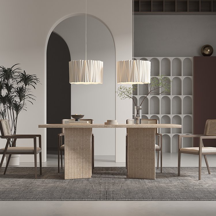 Luxury Modern Travertine Dining Room Furniture Dining Table Set Dining Tables