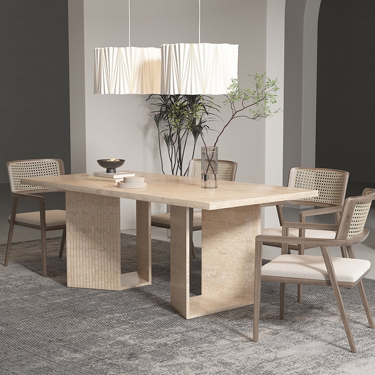 Luxury Modern Travertine Dining Room Furniture Dining Table Set Dining Tables