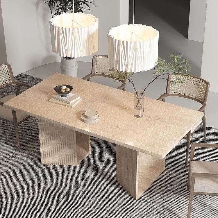 Luxury Modern Travertine Dining Room Furniture Dining Table Set Dining Tables