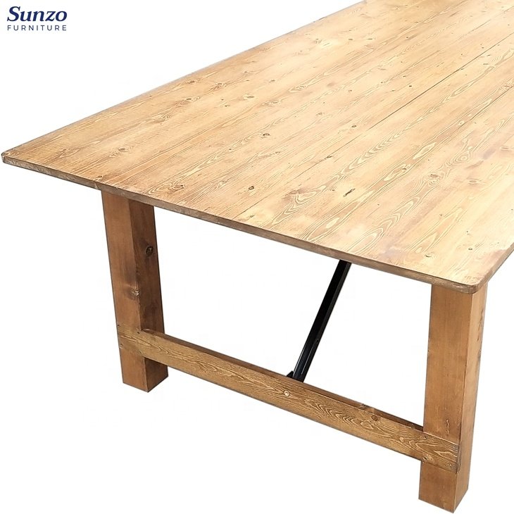 Solid Wood Folding Dining Table Rustic Farmhouse Wedding Table