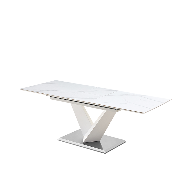 Extendable nordic home furniture restaurant kitchen dinning rectangular white stone dining table set table and chairs 6 chairs