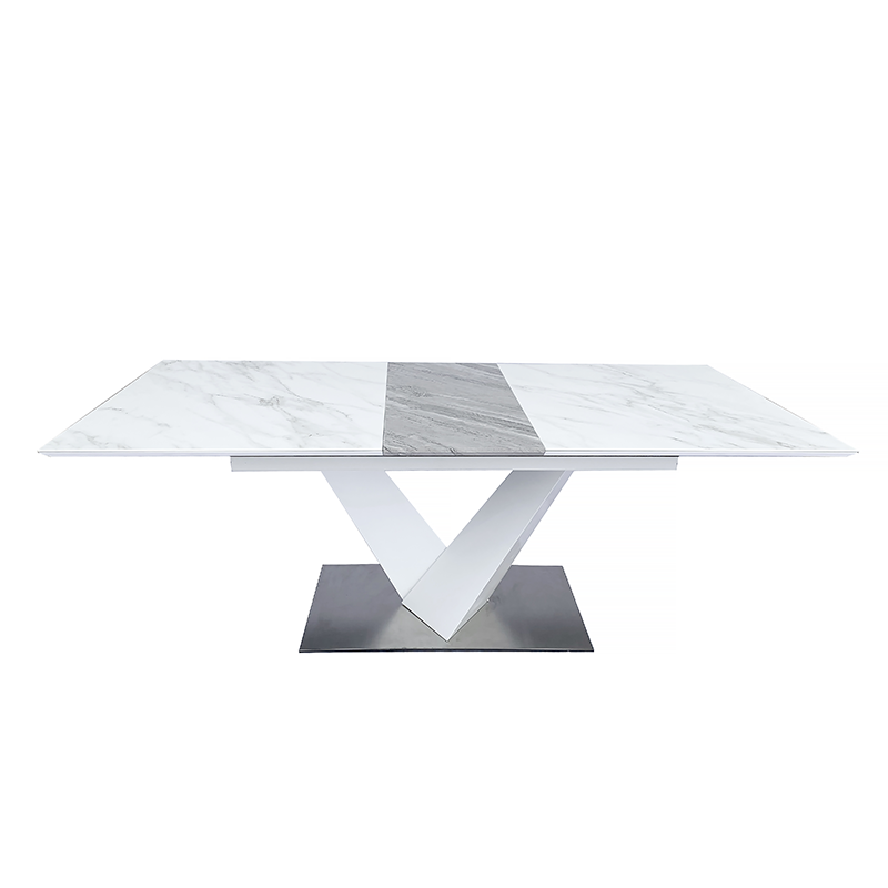 Extendable nordic home furniture restaurant kitchen dinning rectangular white stone dining table set table and chairs 6 chairs