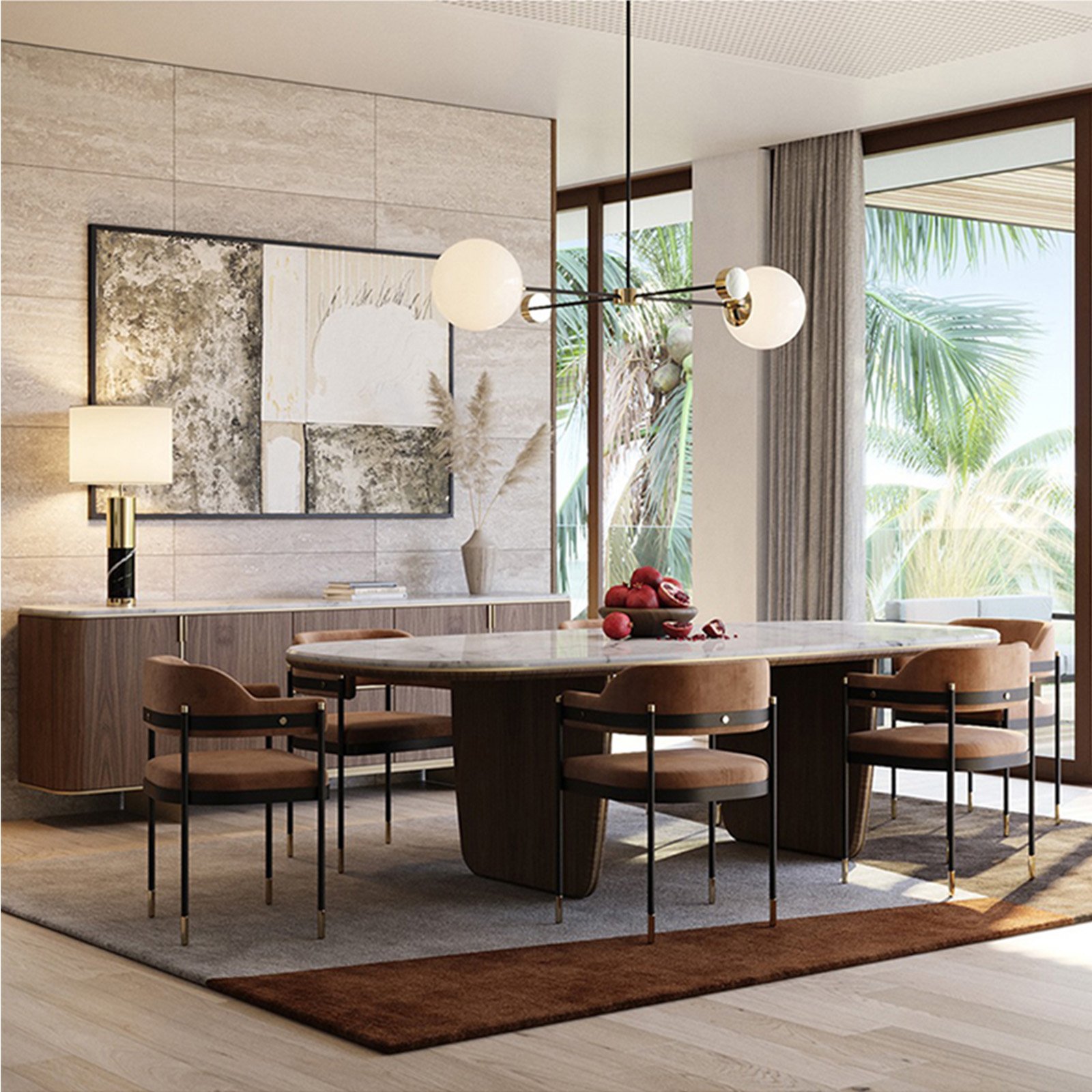 Luxury Dining Room Sets Modern Minimilist Square Marble Dining Table For Kitchen