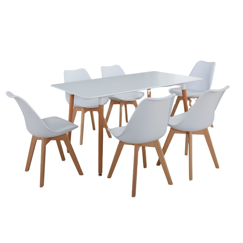 popular design ash wood veneer top and rubber wood legs dining table