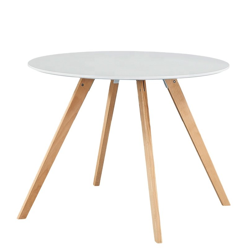 popular design ash wood veneer top and rubber wood legs dining table