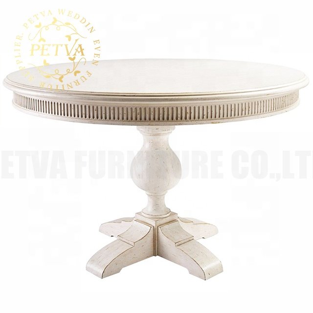 White 1.5M diameter round wooden coffee dining bedside table with 6 chairs for restaurant used