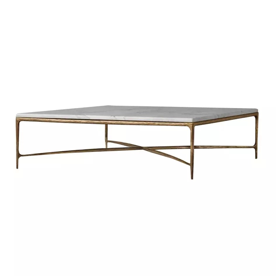 MRS WOODS Nordic Luxury Rectangle Marble Top Coffee Table Gold Metal Brass Wedding White Modern Marble Coffee Table