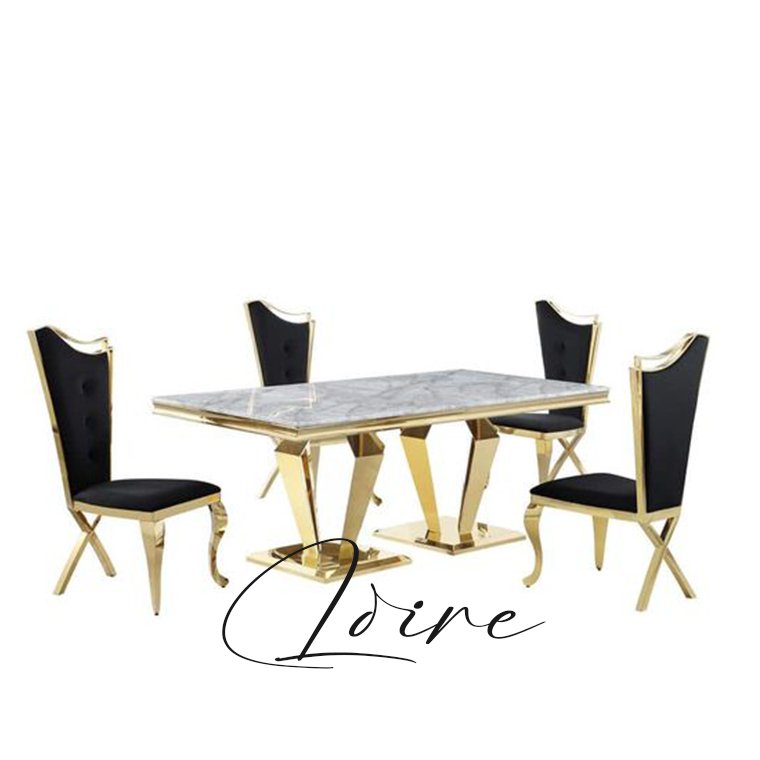 Modern Luxury 12 Seater Dining Table Set Mirror Golden with Marble Finish for Living Room or Kitchen
