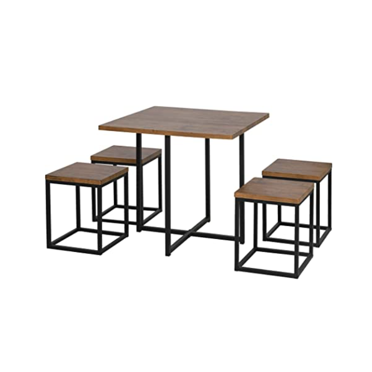 Wooden Cheap Dining Tables And Chairs Sets with Metal Legs Dining Room Furniture