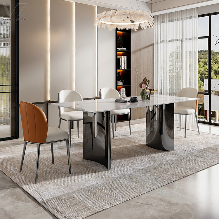 Foshan Nordic Dininng Table Luxury Modern Indoor Kitchen Island 6 Seater Full Sintered Stone Top Dining Table