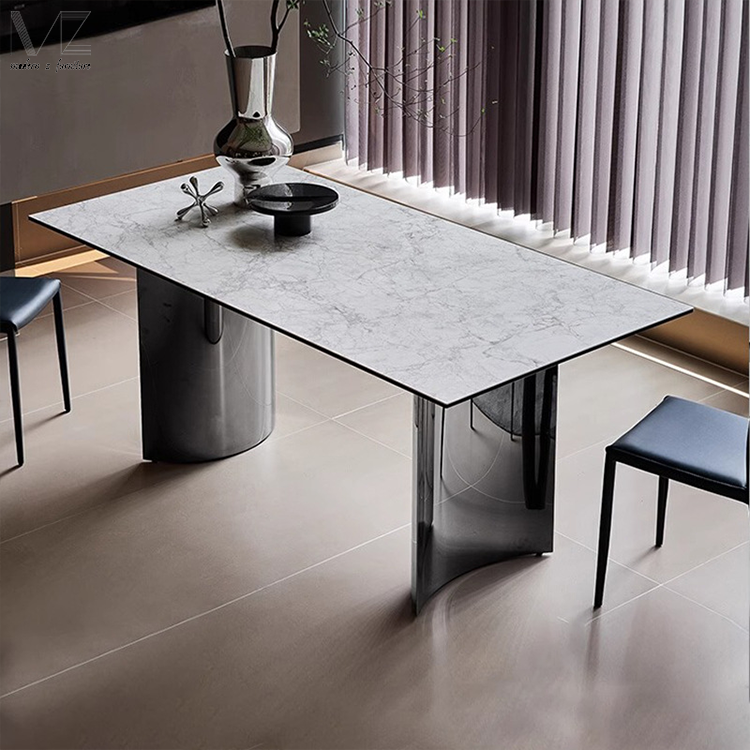 Foshan Nordic Dininng Table Luxury Modern Indoor Kitchen Island 6 Seater Full Sintered Stone Top Dining Table