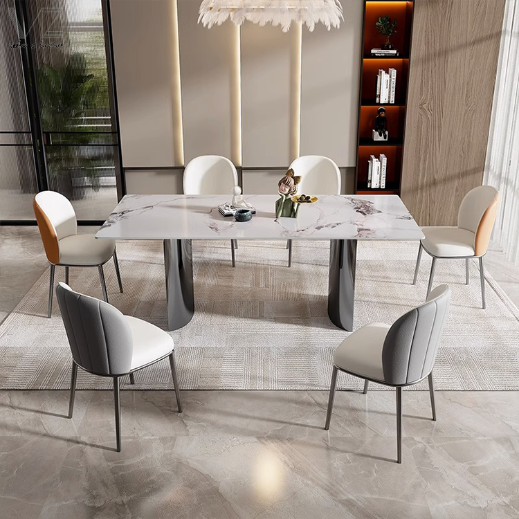 Foshan Nordic Dininng Table Luxury Modern Indoor Kitchen Island 6 Seater Full Sintered Stone Top Dining Table