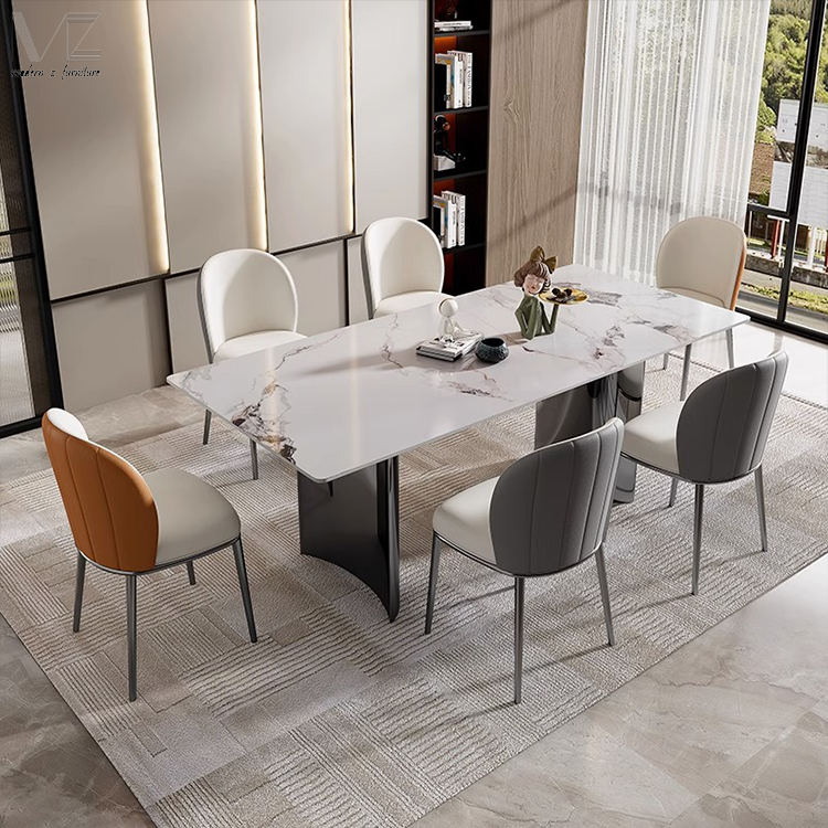 Foshan Nordic Dininng Table Luxury Modern Indoor Kitchen Island 6 Seater Full Sintered Stone Top Dining Table