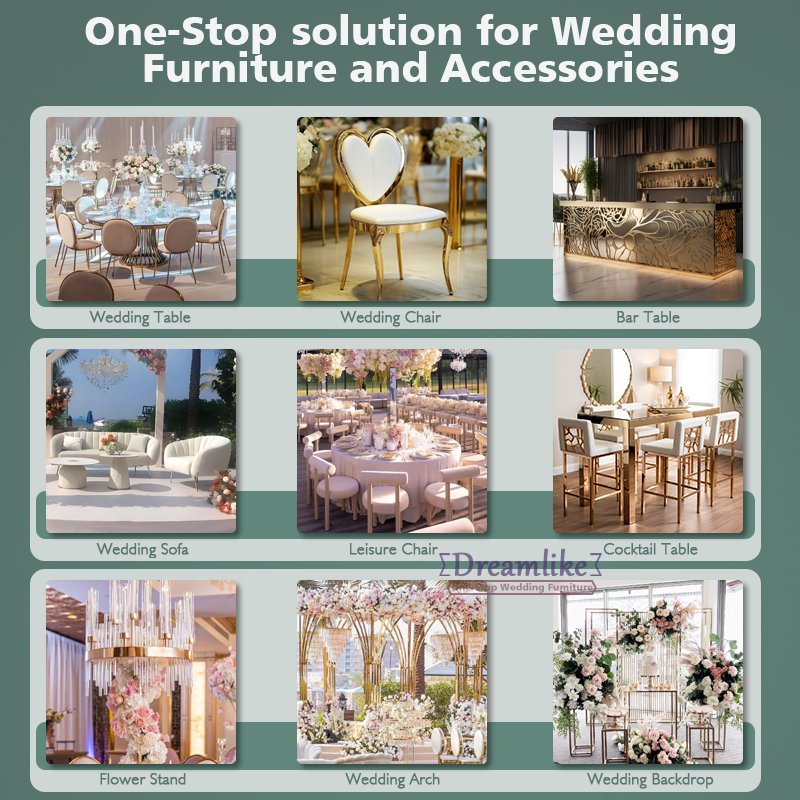 gold stainless steel wedding table glass table party banquet wedding table and chairs