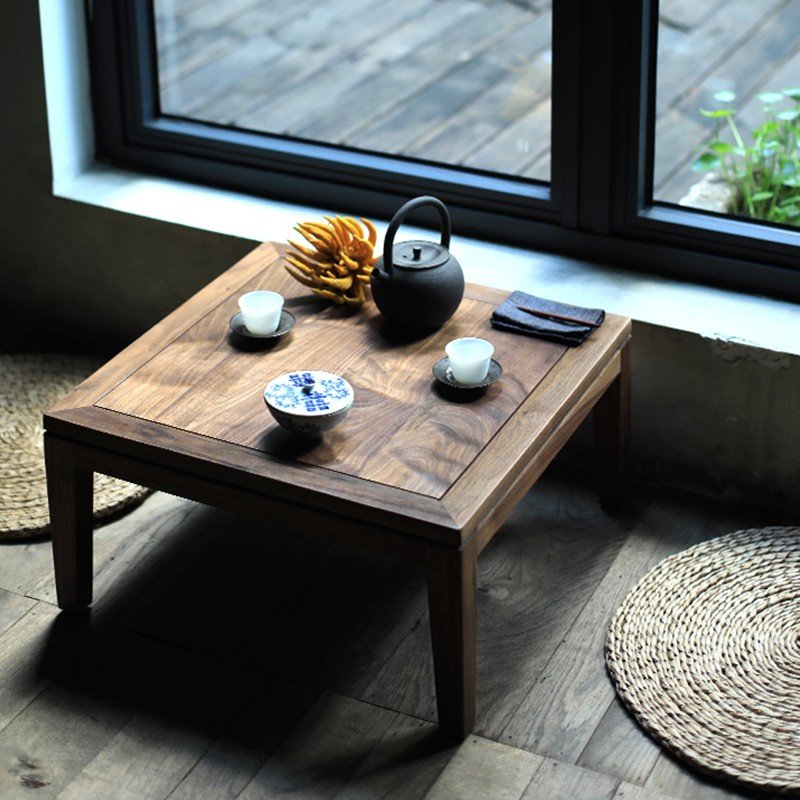 Compact Wooden Floor Table Perfect for Bay Windows Tatami or Small Spaces Ideal for Tea and Relaxation